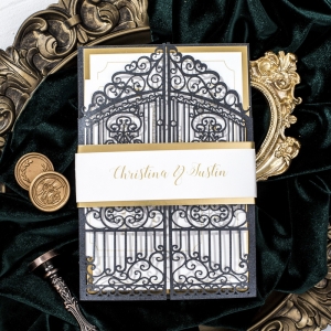 Retro Iron Gate Design Laser Cut Wholesale Wedding Invitation Suite RWSWL0089