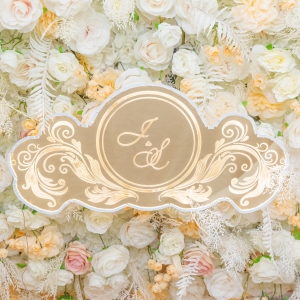 Silver Mirror Monogram Luminous Name Sign for Wedding RFGBC014