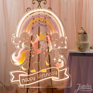 Rainbow Unicorn Birthday Party Luminous Sign RFGBC012