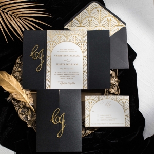 Timeless Elegant Vintage Botanical Wedding Invitation Set With Customized 3D Tag WSNT009