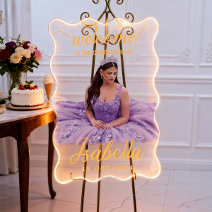 Mis XV Años Photo Clear Acrylic LED Welcome Sign RFGBC056