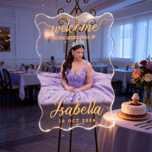 Mis XV Años Photo Clear Acrylic LED Welcome Sign RFGBC056