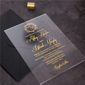 Acrylic Invitation Screen Printing With Monogram ACR08