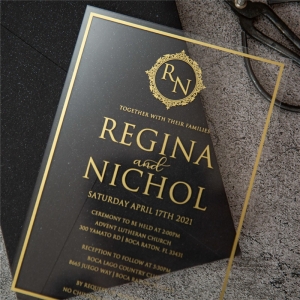 Modern Gold Acrylic Invitation Screen Printing ACR18