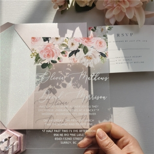 Romantic Blush Floral Acrylic Invitation UV Printing ACR22