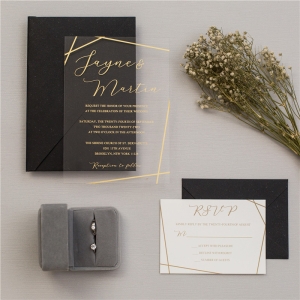 Modern Geometry Gold Acrylic Wedding Invitations RACR29
