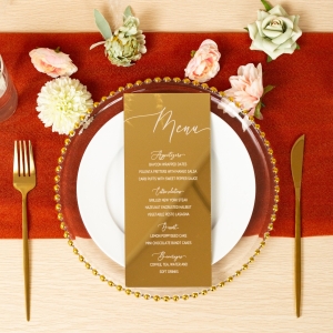 Gold Mirror Acrylic Menu Card with UV Printing RACRC001