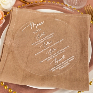 Clear Round Acrylic Wedding Menu Card RACRC004