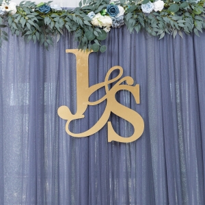 Acrylic Gold Mirror Monogram Wedding Backdrop Name Sign RNSH005