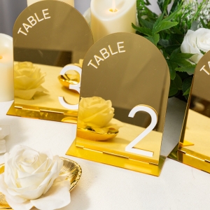 3D Arch Gold Mirror Table Number RYKT023