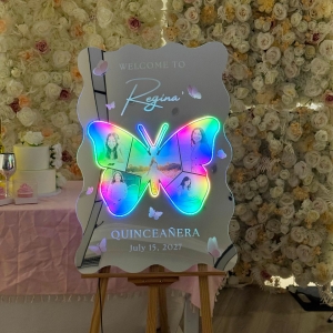 Quinceañera Butterfly Photo Collage LED Welcome Sign RFGBC051