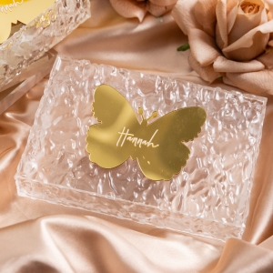 Lovely Butterfly Gold Mirror Acrylic Place Tag RCNSP002