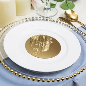Round Shape Gold Mirror Acrylic Place Card RCNSP014