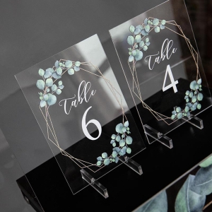 Rustic Burgundy and Blush Pink Acrylic Table Numbers YKT001