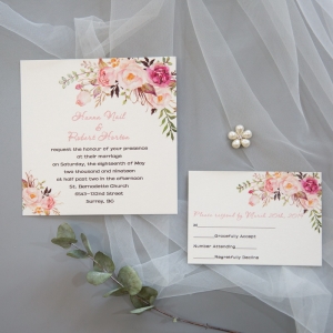 Exquisite Spring Pink Floral UV Printing Wedding Invitations CUPT01
