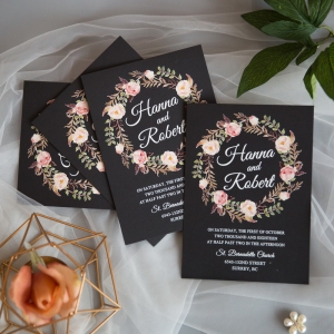 Stunning Rustic Floral Wreath UV Printing Wedding Invitations CUPT02
