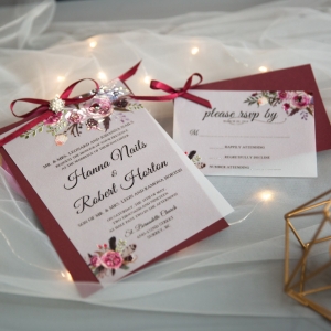 Pink and Purple Floral UV Printing Wedding Invitations CUPT05
