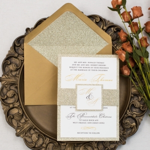 Elegant Glitter Belly Band Calligraphy Wedding Invite RDFR006