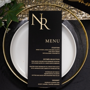Luxury Gold Foil Menu Card with 3D Customized Name Tag RDPM015