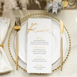 Simple Deckle Edge Menu Card with Customized 3D Acrylic Place Card RDPM021