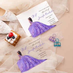 Elegant Customized Photo Quinceañera Acrylic Invitations RACRXV005