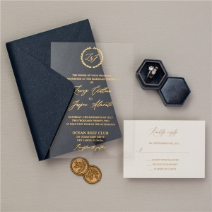 Elegant Monogram Gold Acrylic Wedding Invitations RACR30