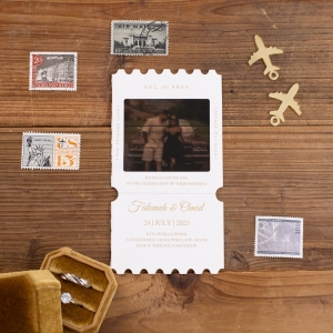 Vintage Film Photo Wedding Invitation with NFC Feature RNFCI007