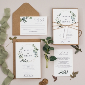 Rustic Greenery Monogram Backyard Wedding Invitation RDFR009 