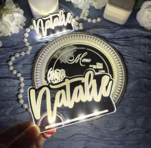 Modern Silver Mirror LED Custom Place Card RFGP001