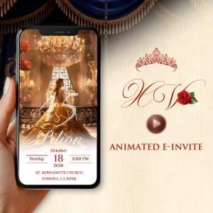 Beauty and the Beast Quinceañera Animated E-Invite REI023