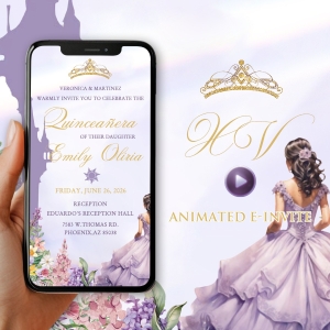 Tangled Theme Quinceañera E-Invite REI031