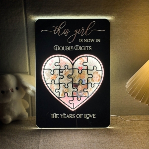 Children Birthday Gift LED Love Heart Puzzle Collage Photo Sign Keepsake RFGPS016
