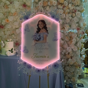 Quinceañera Hexagon Photo LED Welcome Sign RFGBC058