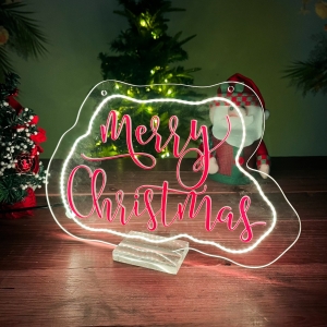 "Merry Christmas" Luminous Acrylic Centerpiece RYZX034