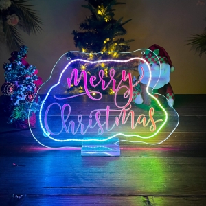 "Merry Christmas" Luminous Acrylic Centerpiece RYZX034