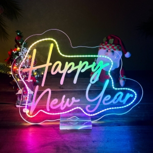 "Happy New Year" Luminous Acrylic Centerpiece RYZX035