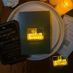Tri-Fold Pocket with Luminous Tag Wedding Invitation Suite RACRL070