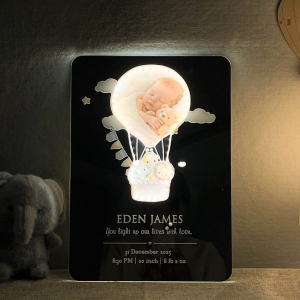 LED Hot Air Balloon Style Baby Birth Announcement Keepsake Gift RFGPS018