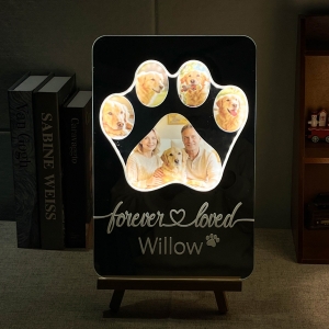 Personalized LED Pet Memorial Frame Paw Print Photo Keepsake RFGPS019