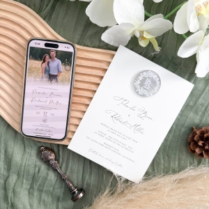 Wedding Flat Invitation with NFC Acrylic Tag RNFCI002