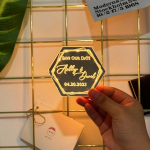 Lovely Hexagon LED Acrylic Save The Date RACRL003