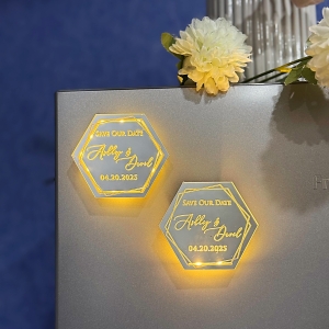 Lovely Hexagon LED Acrylic Save The Date RACRL003
