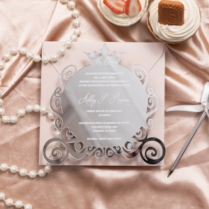 Opulent Mirror Acrylic Event Invitations in Pumpkin Carriage Shape RDACR18