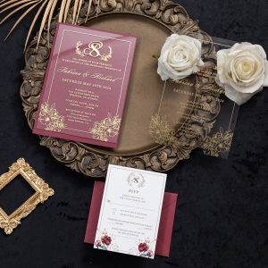 Gorgeous 3D Gold Monogram and Acrylic Wedding Invitations RWSNT062
