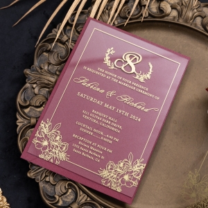 Gorgeous 3D Gold Monogram and Acrylic Wedding Invitations RWSNT062