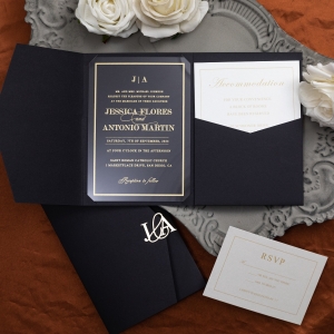 Enchanting Pocket and Romance Invitation with 3D Acrylic Stickers RWSNT058