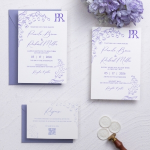 Rustic Bellflower Letterpressed Cotton Wedding Invitations RLFI001