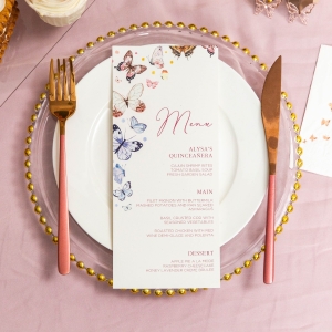 Lovely Butterfly Style Menu Card for Quincea?era RDPM025