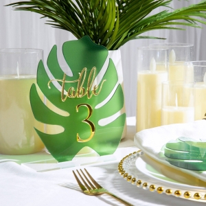 Tropical Monstera Leaf Shape Acrylic Table Number RYKT067