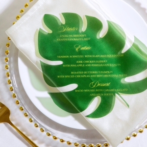 Tropical Monstera Leaf Shape Acrylic Menu Card RACRC014